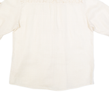 Womens Blouse Beige Collared Linen L