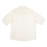 Womens Blouse Beige Collared Linen L