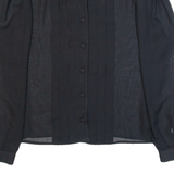 VISION C&A Womens Shirt Black Collared Long Sleeve L