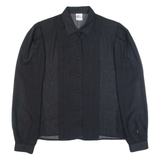 VISION C&A Womens Shirt Black Collared Long Sleeve L