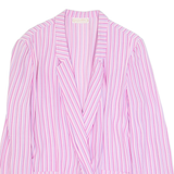 CM CREATION Blazer Style Womens Printed Blouse Pink Collared Striped M
