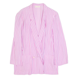 CM CREATION Blazer Style Womens Printed Blouse Pink Collared Striped M