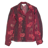 UN JOUR AILLEURS Womens Printed Shirt Red Collared Long Sleeve Floral UK 14