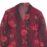 UN JOUR AILLEURS Womens Printed Shirt Red Collared Long Sleeve Floral UK 14