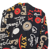 Womens Printed Shirt Black Collared Long Sleeve Viscose Crazy Pattern S