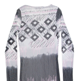 NORTHLAND Womens Printed Top Grey Long Sleeve Crazy Pattern S