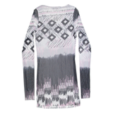 NORTHLAND Womens Printed Top Grey Long Sleeve Crazy Pattern S