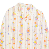 CBR Womens Printed Shirt Cream Collared Long Sleeve Floral M