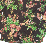 Womens Printed Blouse Brown Collared Long Sleeve 90s Floral S