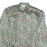 MARK WALD Womens Printed Blouse Green Collared Long Sleeve 90s Paisley M