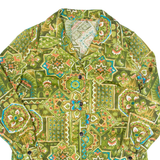 Womens Printed Shirt Green Collared Long Sleeve 90s Geometric S