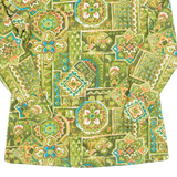 Womens Printed Shirt Green Collared Long Sleeve 90s Geometric S