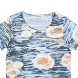E.B DESIGN Stretch Womens Printed Top Blue Floral M