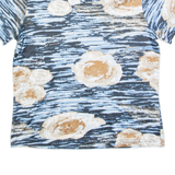 E.B DESIGN Stretch Womens Printed Top Blue Floral M