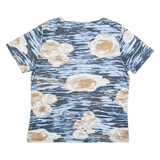 E.B DESIGN Stretch Womens Printed Top Blue Floral M