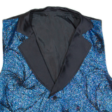 Sparkle Womens Waistcoat Blue Collared Sleeveless XL