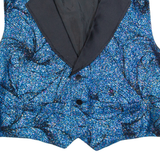 Sparkle Womens Waistcoat Blue Collared Sleeveless XL