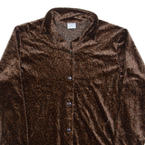 CASCADE BLUES Womens Shirt Brown Collared Long Sleeve Animal Print M