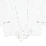 Cropped Womens Top White 3/4 Sleeve S