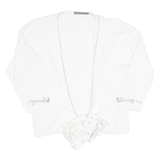 Cropped Womens Top White 3/4 Sleeve S