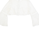 Sheer Floaty Womens Cropped Top White Long Sleeve S