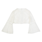 Sheer Floaty Womens Cropped Top White Long Sleeve S