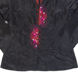 Oriental Inspired Womens Blouse Black Long Sleeve M