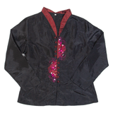 Oriental Inspired Womens Blouse Black Long Sleeve M