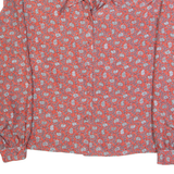 Womens Printed Shirt Red Collared Long Sleeve Paisley S