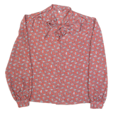 Womens Printed Shirt Red Collared Long Sleeve Paisley S