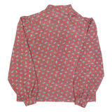 Womens Printed Shirt Red Collared Long Sleeve Paisley S