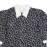 SOLANGE MONDOR All Over Bow Print Womens Blouse Black Collared S