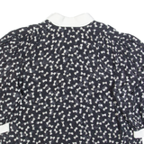SOLANGE MONDOR All Over Bow Print Womens Blouse Black Collared S