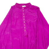 Womens Blouse Purple Long Sleeve Faux Silk M