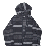 Hooded Womens Kimono Top Black 3/4 Sleeve Striped M
