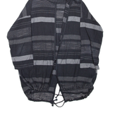Hooded Womens Kimono Top Black 3/4 Sleeve Striped M