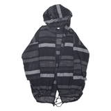 Hooded Womens Kimono Top Black 3/4 Sleeve Striped M