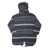 Hooded Womens Kimono Top Black 3/4 Sleeve Striped M