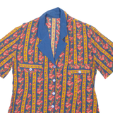 Womens Printed Shirt Blue Collared Floral M