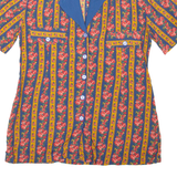 Womens Printed Shirt Blue Collared Floral M