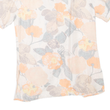 YESSICA Womens Printed Shirt Beige Faux Silk Floral M