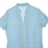 Sheer Womens Shirt Blue V-Neck Floral S