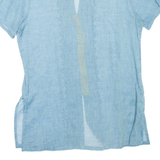 Sheer Womens Shirt Blue V-Neck Floral S