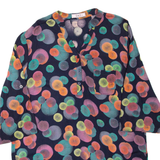 E&D Womens Printed Blouse Black V-Neck 3/4 Sleeve Crazy Pattern XL