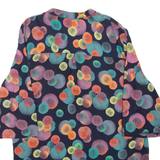 E&D Womens Printed Blouse Black V-Neck 3/4 Sleeve Crazy Pattern XL