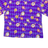 NOTATIONS Clock Print Womens Cropped Top Purple Crazy Pattern M