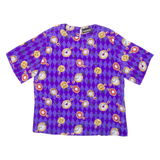 NOTATIONS Clock Print Womens Cropped Top Purple Crazy Pattern M