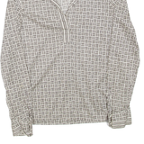 Womens Printed Top Black Collared Long Sleeve Geometric S