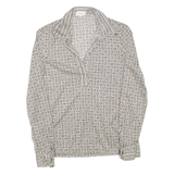 Womens Printed Top Black Collared Long Sleeve Geometric S