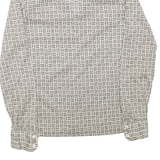 Womens Printed Top Black Collared Long Sleeve Geometric S